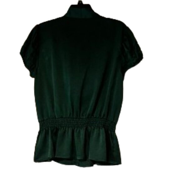 Sunny Leigh Green Tie Neck Blouse with Cinched Waist - XL - Picture 2 of 4